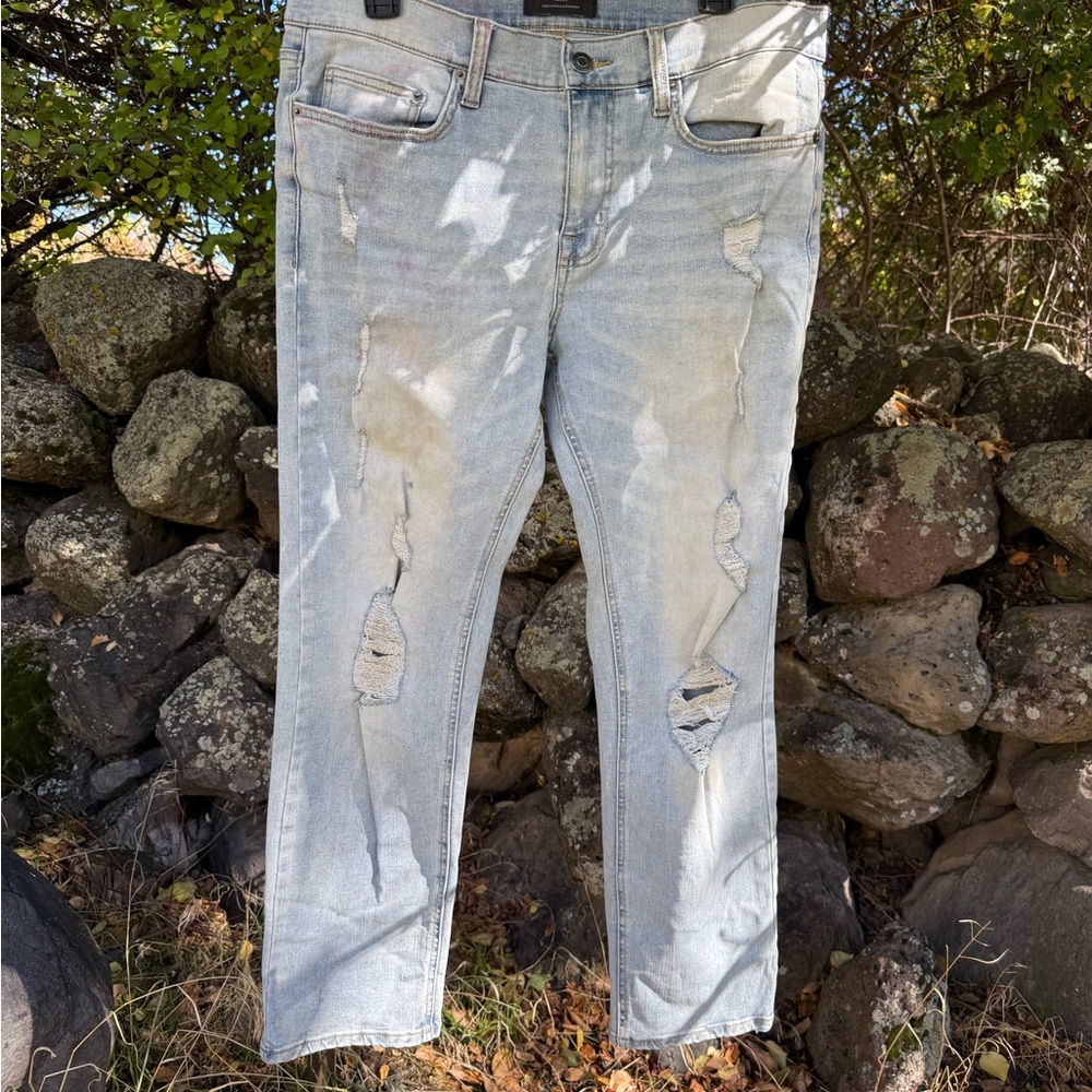 No Boundaries Light Blue Distressed Men's Slim Jeans